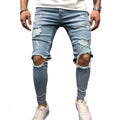 Men Unique Ripped Stretchy Denim Jeans