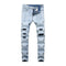 Men Blue Ripped Tight Casual Denim Jeans