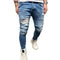 Men Printed Skinny Zipper Jeans With Holes