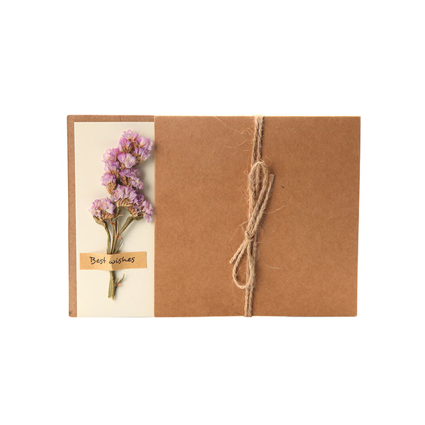 10 Pcs Dry Flower Design Birthday Festival Kraft Greeting Cards