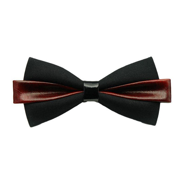 Creative Double layer Color Blocking Design Men PU Formal Bowtie