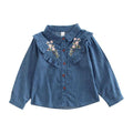 Girls Fresh Flower Embroidered Ruffle Design Blouse