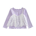 Pretty Sweet Girls Long Sleeves Lace Patchwork Tops