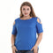 Hot Sale Plus Size Women Solid Color Cool-shoulder T-shirt