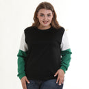 Hot Sale Plus Size Lady Casual Street Style Color Blocking Long Sleeves Sweatshirt