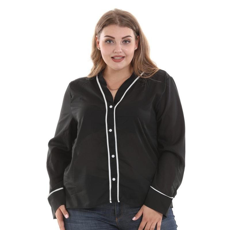 Women Good Quality Chiffon Fabric Plus Size Loose Pattern Blouse