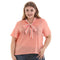 Plus Size Women Solid Color Sweet Lace-up Design Short Sleeves Blouse