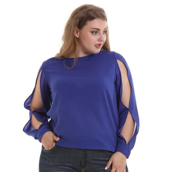 Women Unique Hollow Out Sleeves Design Solid Color Casual Top