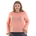 New Arrival Women Solid Color Flare Sleeves Design Pullover Plus Size T-shirt