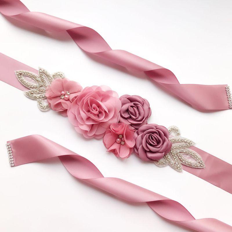 Fashion Women Solid Color Rose Design Wedding Accessory Ribbon Belt