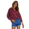 Fashion Bright Color Stripes Print Women Loose Blouse