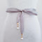 Women Simple Solid Color Ribbon Design Imitation Pearl Wedding Belt