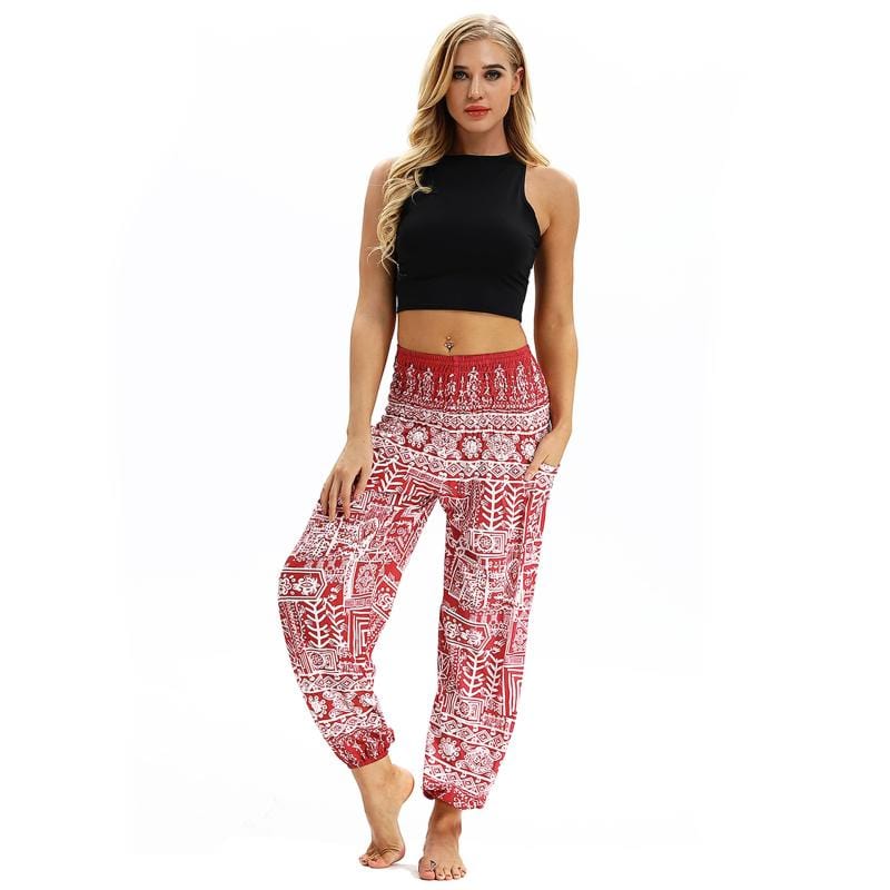 Women Ethnic Print Loose Pattern Dancing Yoga Pants