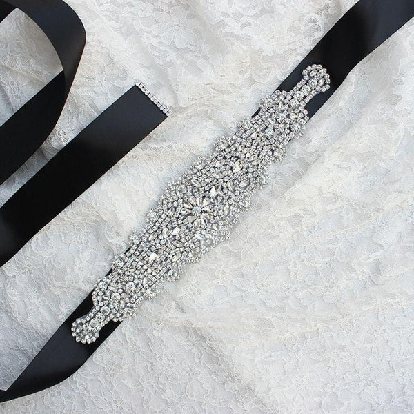 Wedding Accessory Women Top Grade Rhinestone Ribbon Belt