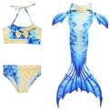 3 Pcs Girls Mermaid Tail Pattern Mixed Color Swimsuits