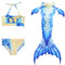 3 Pcs Girls Mermaid Tail Pattern Mixed Color Swimsuits