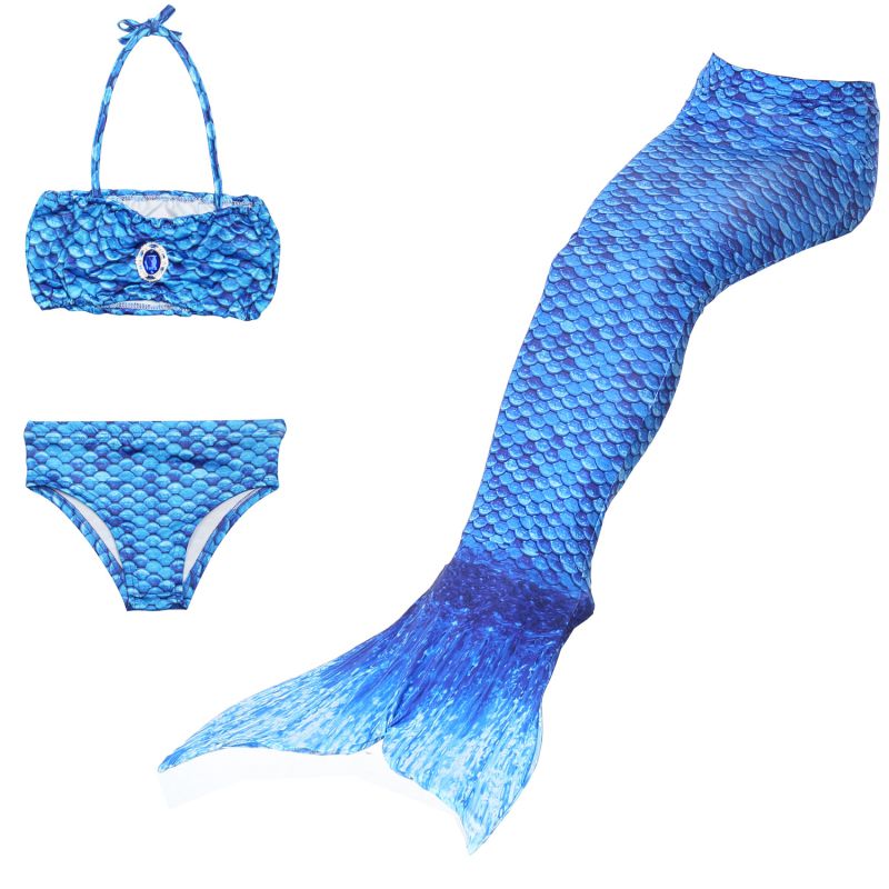 Girls Beach Vacation 3 Pcs Set Mermaid Tail Swimsuits