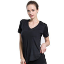 See-through Hollow Mesh Back Design Women Short-sleeve Sportswear T-shirt