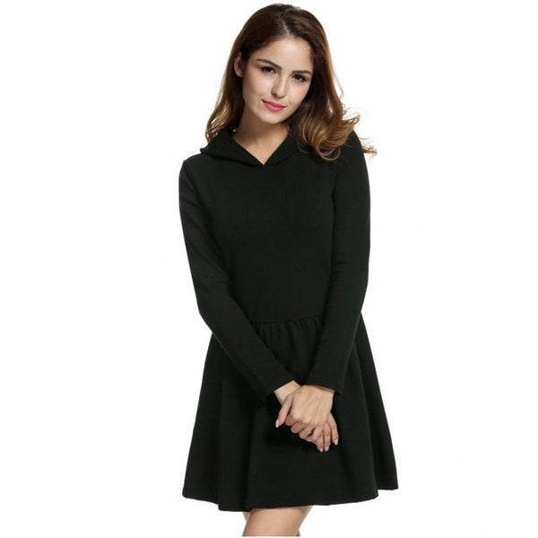 Elegant Women Solid Color Slimming Defined Waist Long Sleeves Workwear Dress