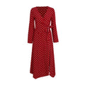 Elegant Women Vintage Style Polka Dot Print Long Sleeves Maxi Dress