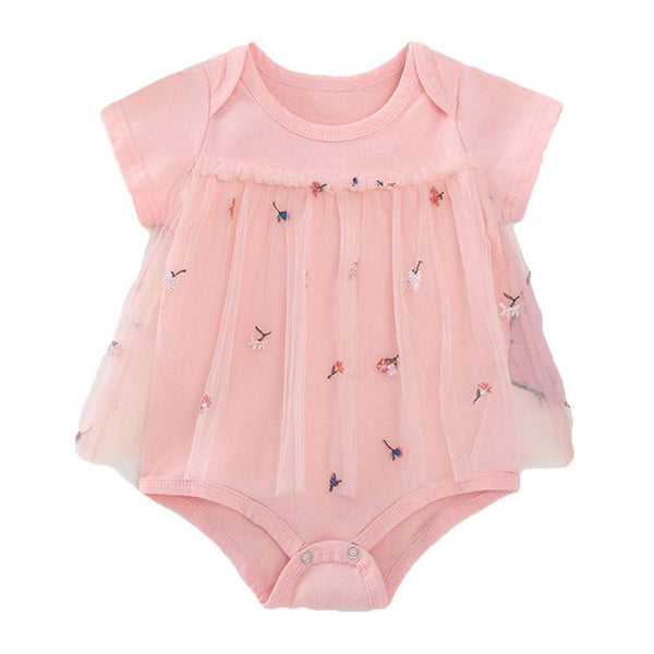 Baby Girls Cotton Patchwork Short Sleeves Bodysuit