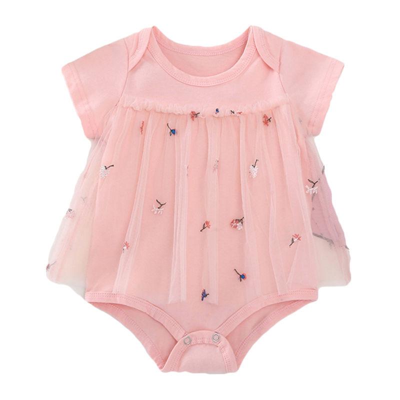 Baby Girls Cotton Patchwork Short Sleeves Bodysuit