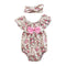 2 Pcs Set Baby Girls Cotton Fresh Floral Printed Bodysuit With Headband
