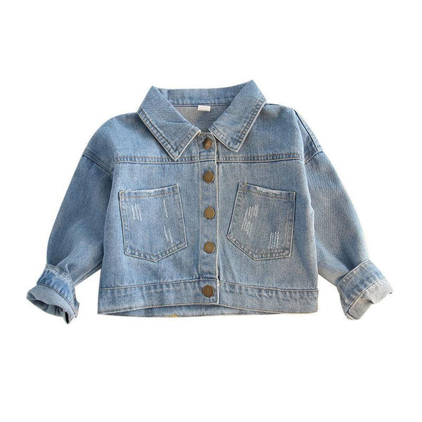 Fashionable Girls Cotton Long Sleeves Button Denim Coat