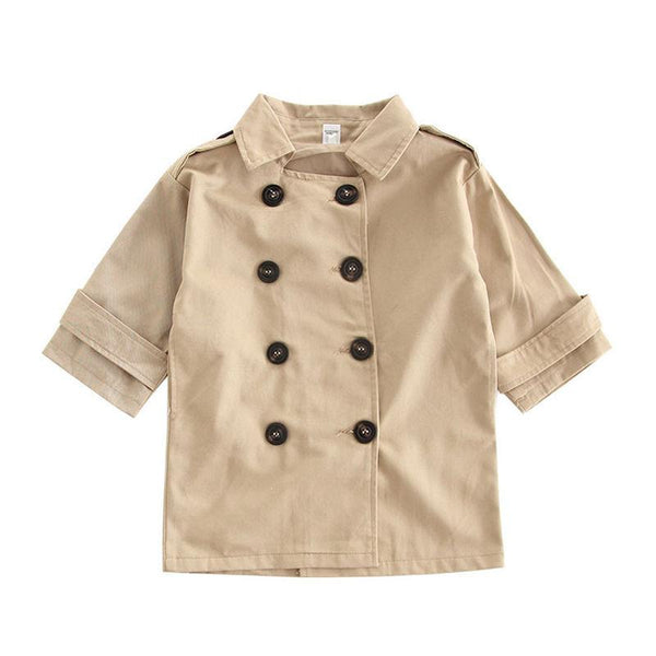 British Style Girls Cotton Long Sleeves Double Breasted Trench Coat