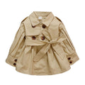 Cute Girls Cotton Lace Up Puff Sleeves Trench Coat