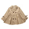 Girls Loose Long Sleeves Lapel Khaki Trench Coat