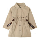 Girls Cotton Bowknot Design Long Sleeves Trench Coat