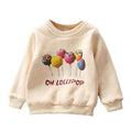 Lovely Lollipop Printed Girl's Round Neck Thickened Cotton Tops