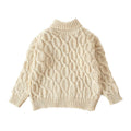 Girls Cotton Solid Color Knitted High Collar Sweaters