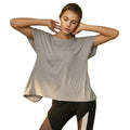 Creative Backless Design Sexy Lady Short-sleeve Loose Pattern Yoga T-shirt