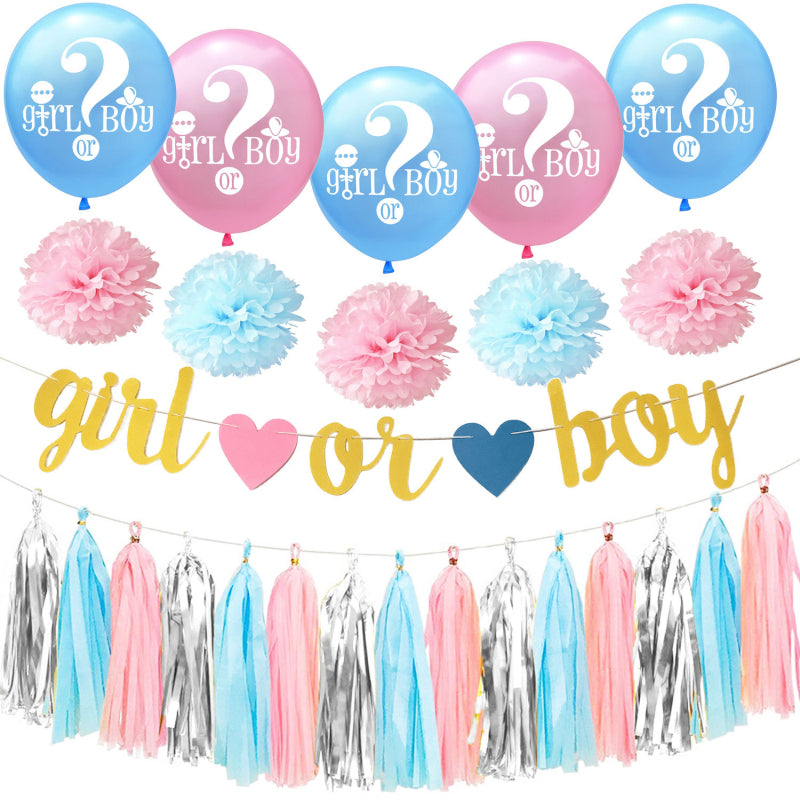 14 Pcs Baby Shower Party Decorations Balloons Tassel Set