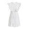 Elegant Women Sleeveless Lace Design Ruffle Pattern Mini Dress