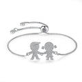 Romantic Couple Gift Jewelry Cartoon Boy And Girl Pattern Brass Bracelet