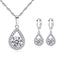 Fashion Lady Brilliant Zircon Diamond Drop Shape Pendant Necklace Earrings Set