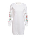 Casual Lady Loose Pattern Embroideries Long-sleeve Pullover Sweatshirt Dress