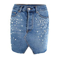 Women Fashion A Shape High-waisted Unique Triangle Cutting Denim Skirt