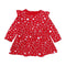 Pretty Girls Red Stars Printed Long Sleeves Dress
