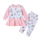 2 Pcs Set Girls Long Sleeves Rainbow Printed Patchwork Tops And Pants