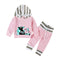 2 Pcs Set Stripe Patchwork Long Sleeves Hoodies And Lace Up Pants