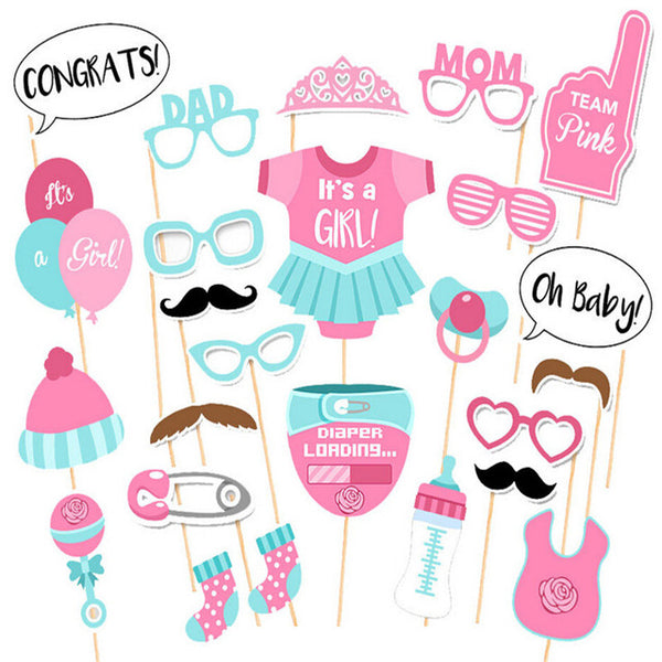 25 Pcs Baby Shower Party Supply Photo Booth Props