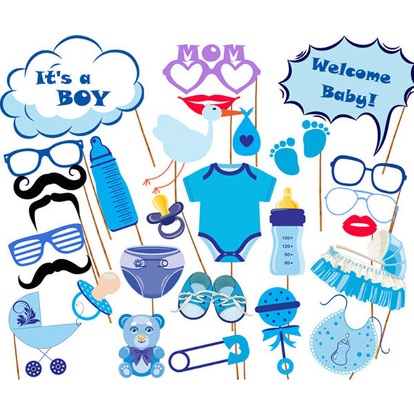 27 Pcs Baby Shower Party Supply Photo Booth Props