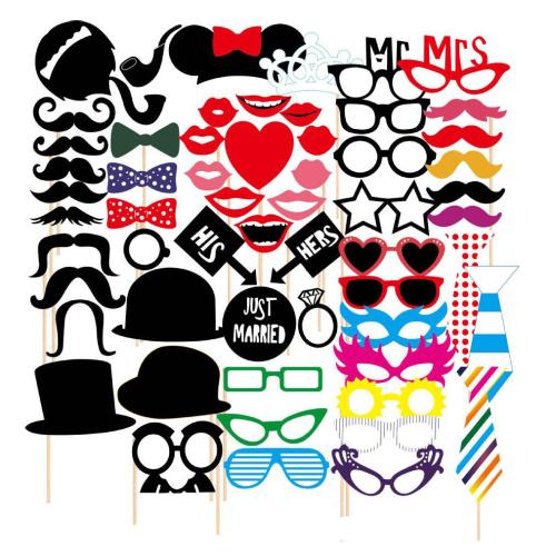 58 Pcs Wedding Party Funny Mustache Photo Booth Props