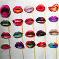 20 Pcs Multicolor Mouths Pattern Party Supply Photo Booth Props