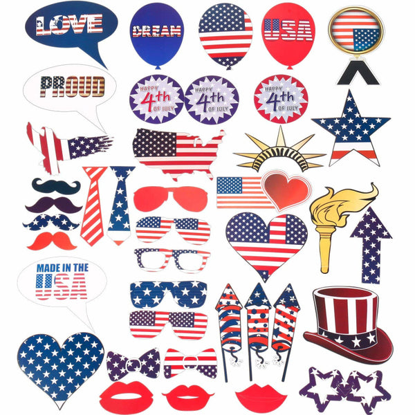 40 Pcs Independence Day Party Photo Booth Props