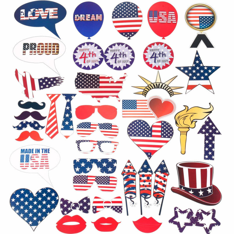 40 Pcs Independence Day Party Photo Booth Props